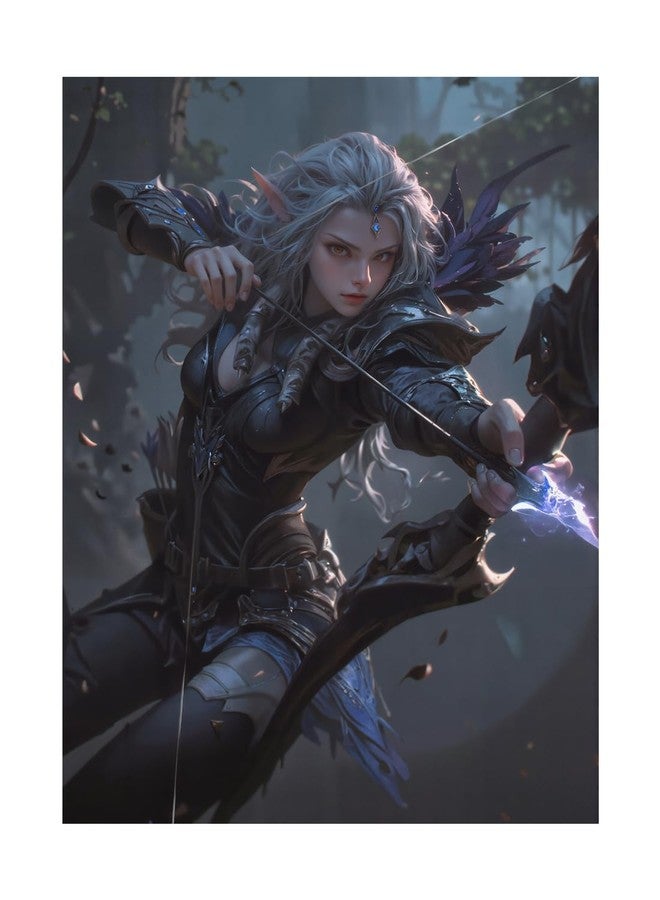 Katomula 100 MTG Card Sleeves with 100 Inner Sleeve, Textured Back Art Sleeves, Fit Standard Size Cards-Dark Elven Archer - Image 1